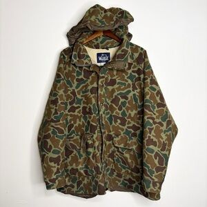 Vintage Woolrich Gore-Tex Lined Duck Frogskin Camo Wool Jacket Mens XL USA
